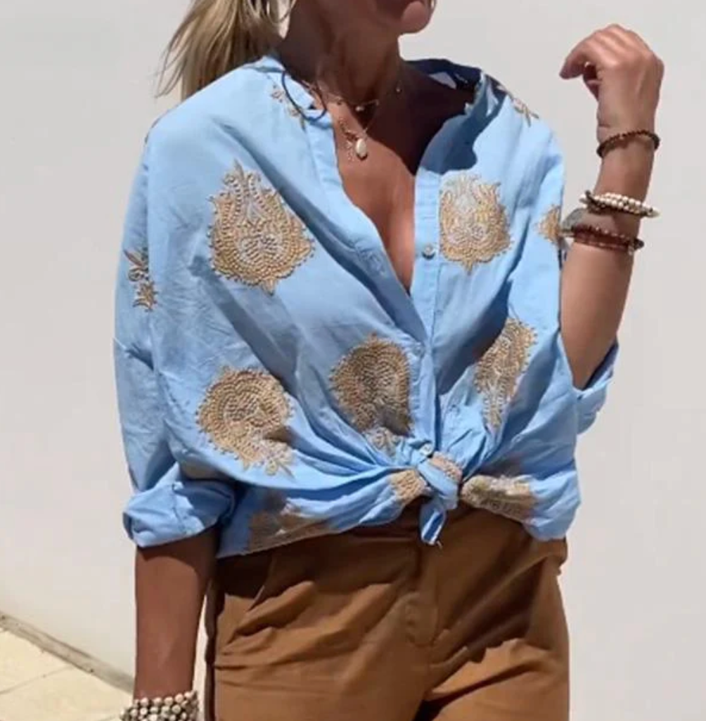 Dames Blouse met Patroon en Lange Mouwen