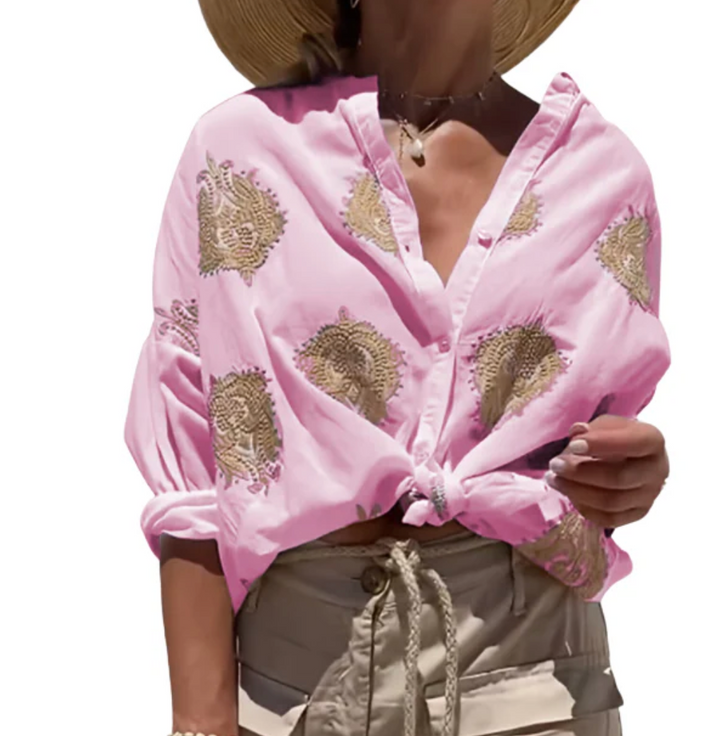 Dames Blouse met Patroon en Lange Mouwen