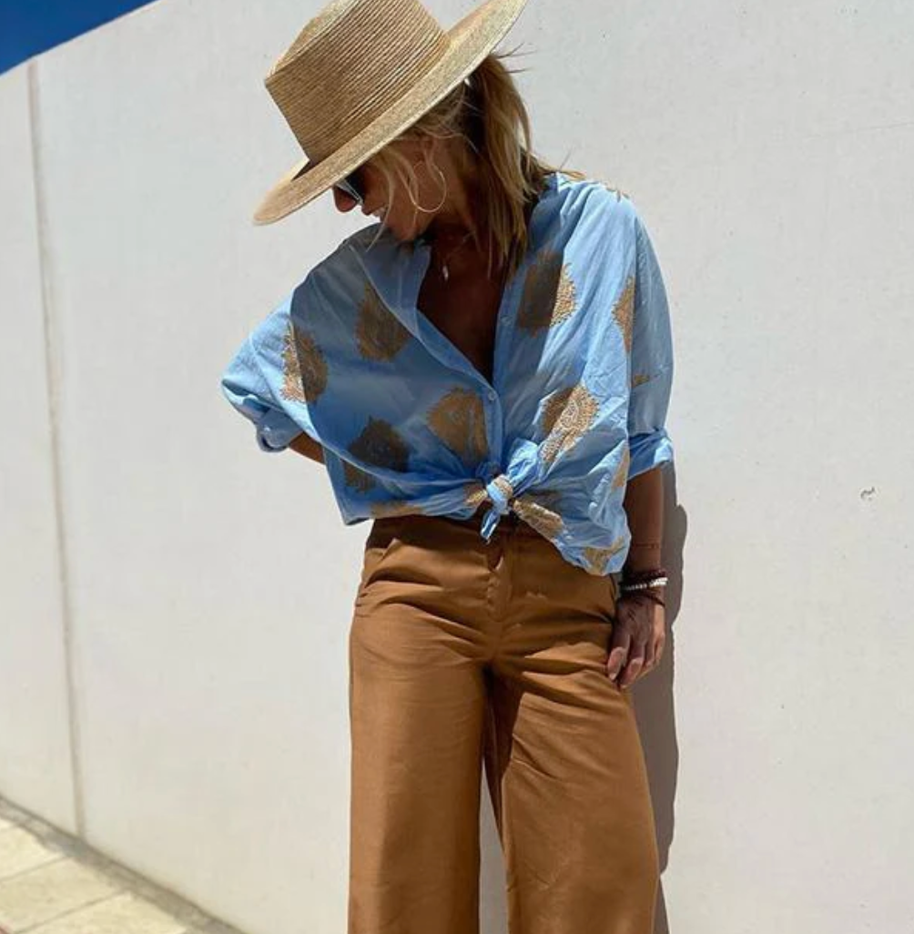 Dames Blouse met Patroon en Lange Mouwen