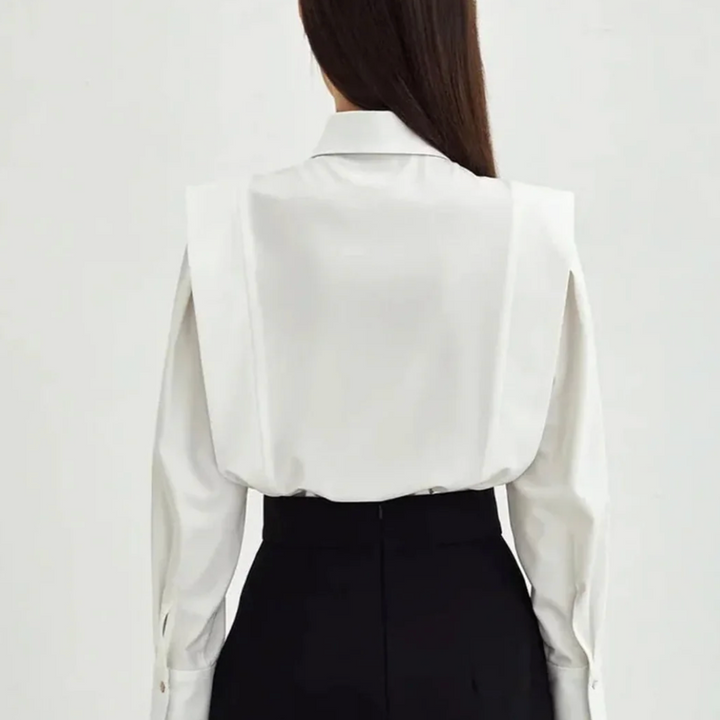 Dames Overhemd met Knopen en Lange Mouwen – Rechte Pasvorm