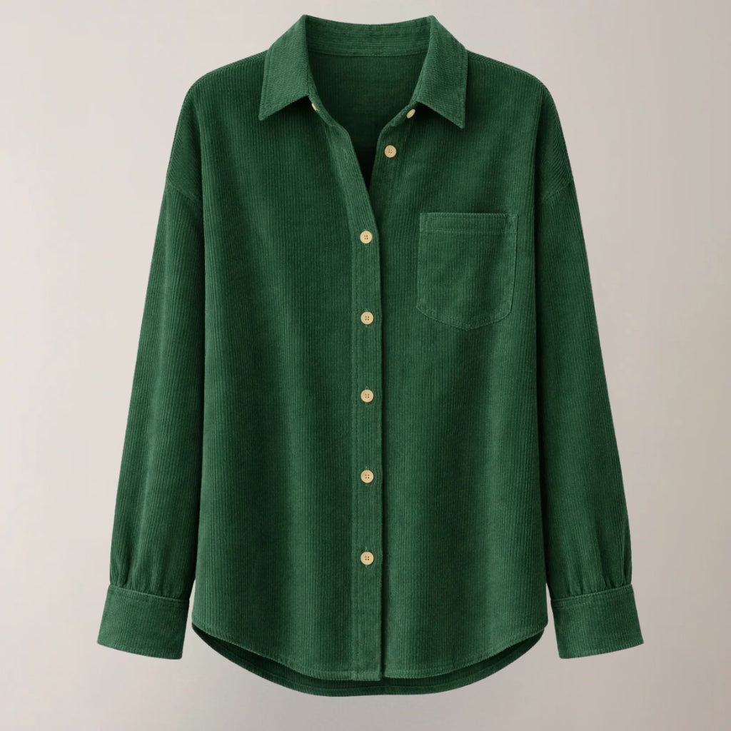 Corduroy Overhemd voor Dames – Lange Mouwen & Open Kraag