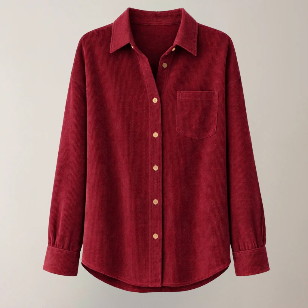 Corduroy Overhemd voor Dames – Lange Mouwen & Open Kraag
