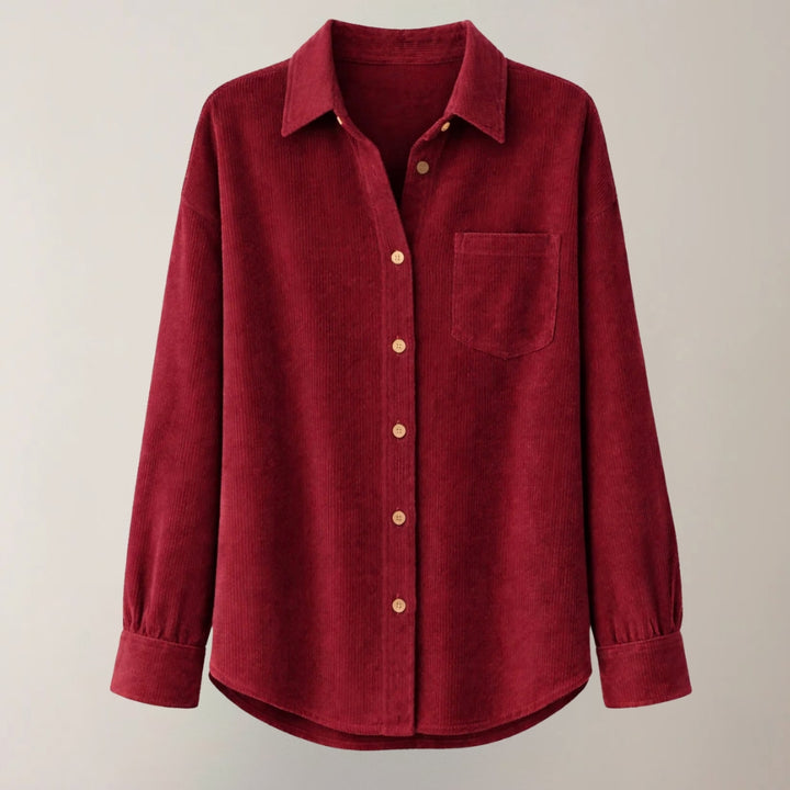 Corduroy Overhemd voor Dames – Lange Mouwen & Open Kraag