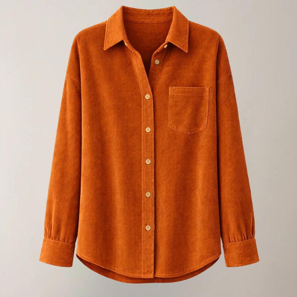 Corduroy Overhemd voor Dames – Lange Mouwen & Open Kraag
